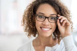 Younger woman wearing glasses