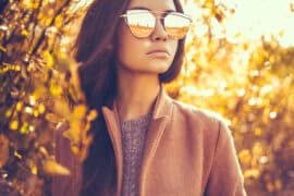 Woman in mirrored sunglasses