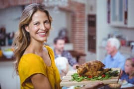 Woman serving a meal