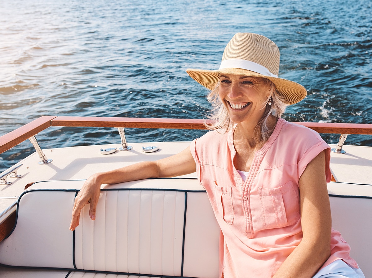 Woman sitting on a boat